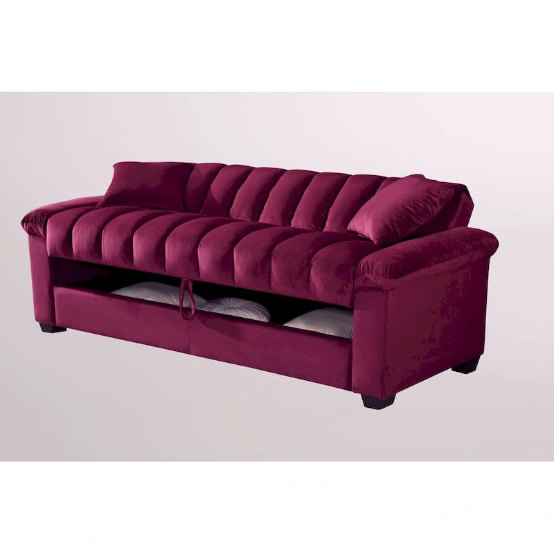 Canapé-lit convertible en velours de 82,7 po avec 2 oreillers