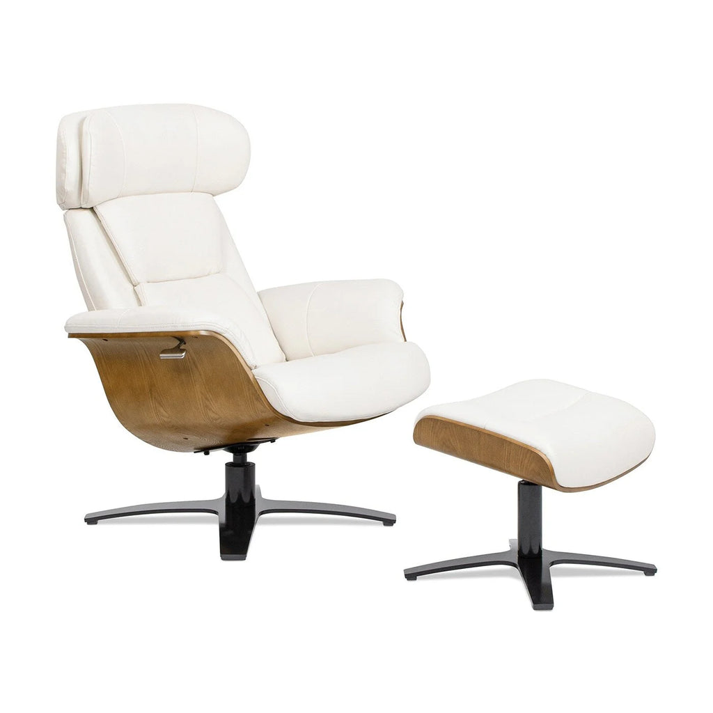 Fauteuil inclinable en cuir véritable Jovan 31.5 avec pouf