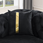 Canapé 3 places 90,6 Velvet avec 2 coussins haute densité, accents dorés et coussins