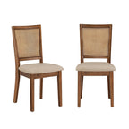 Chaises de salle à manger Ronda en lin beige et cannage (lot de 2)