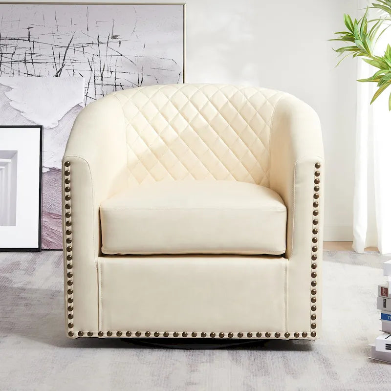 Fauteuil à barillet pivotant en cuir PU touffeté KINWELL 29