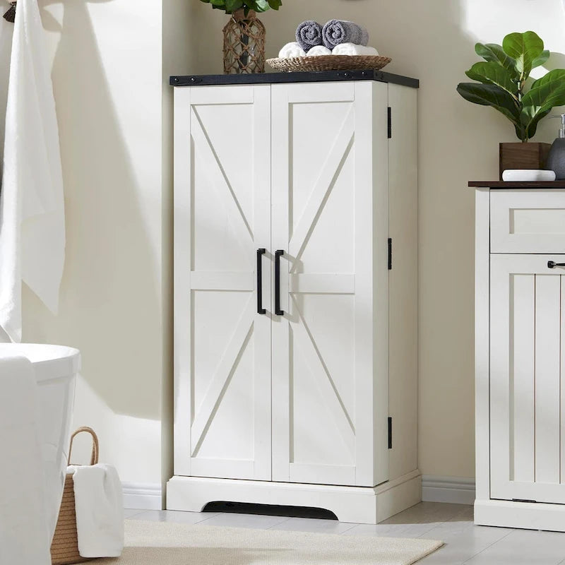 47 armoire de cuisine de ferme, buffet de rangement avec portes de grange - N/A