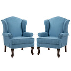 2 fauteuils d'appoint à dossier haut traditionnels, revêtus de tissu
