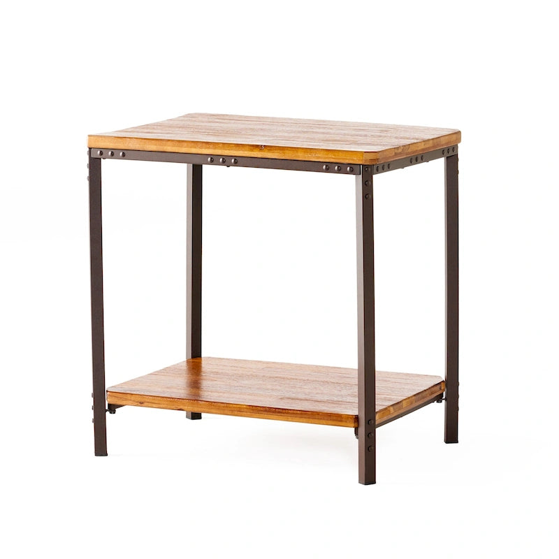 Table d'appoint Ronan Wood Rustic Metal par Christopher Knight Home