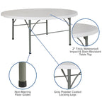 Table pliante ronde en plastique de 1,80 m avec poignée