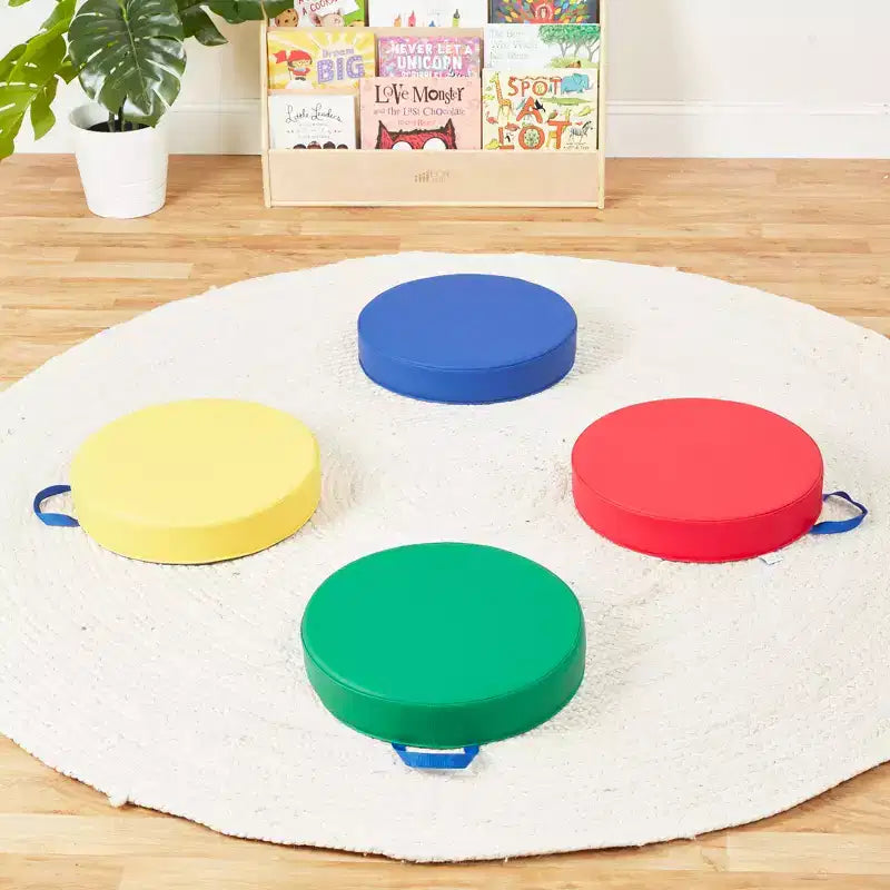 Coussin de sol rond SoftZone Carry Me en 4 pièces – Assorties