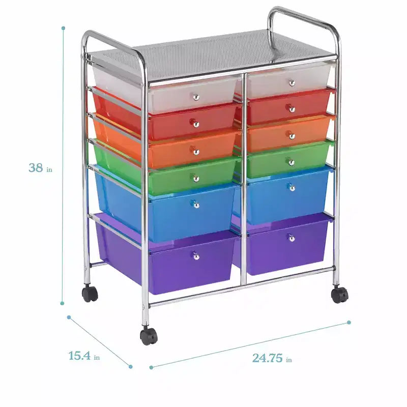 Chariot de rangement à roulettes 12 tiroirs ECR4Kids Everyday, Organisateur mobile