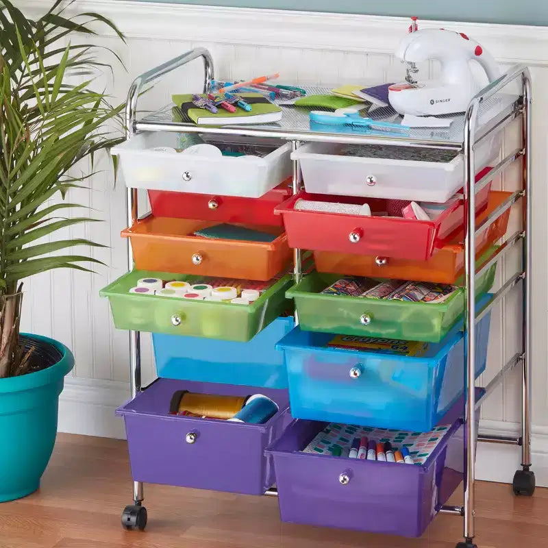 Chariot de rangement à roulettes 12 tiroirs ECR4Kids Everyday, Organisateur mobile