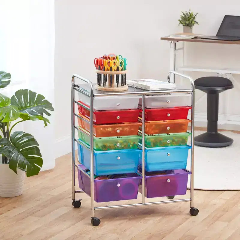 Chariot de rangement à roulettes 12 tiroirs ECR4Kids Everyday, Organisateur mobile