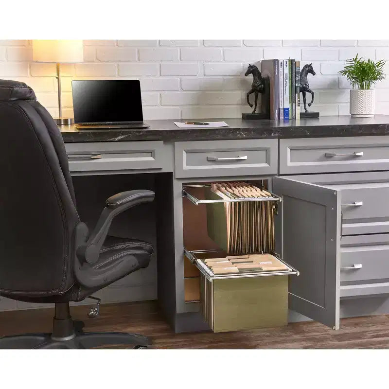 Rev-A-Shelf Système de rangement à 2 niveaux pour tiroir-classeur de 14,5 po pour dossiers de format lettre et légal, pour bureau à domicile ou rangement, chrome, RAS-FD-KIT