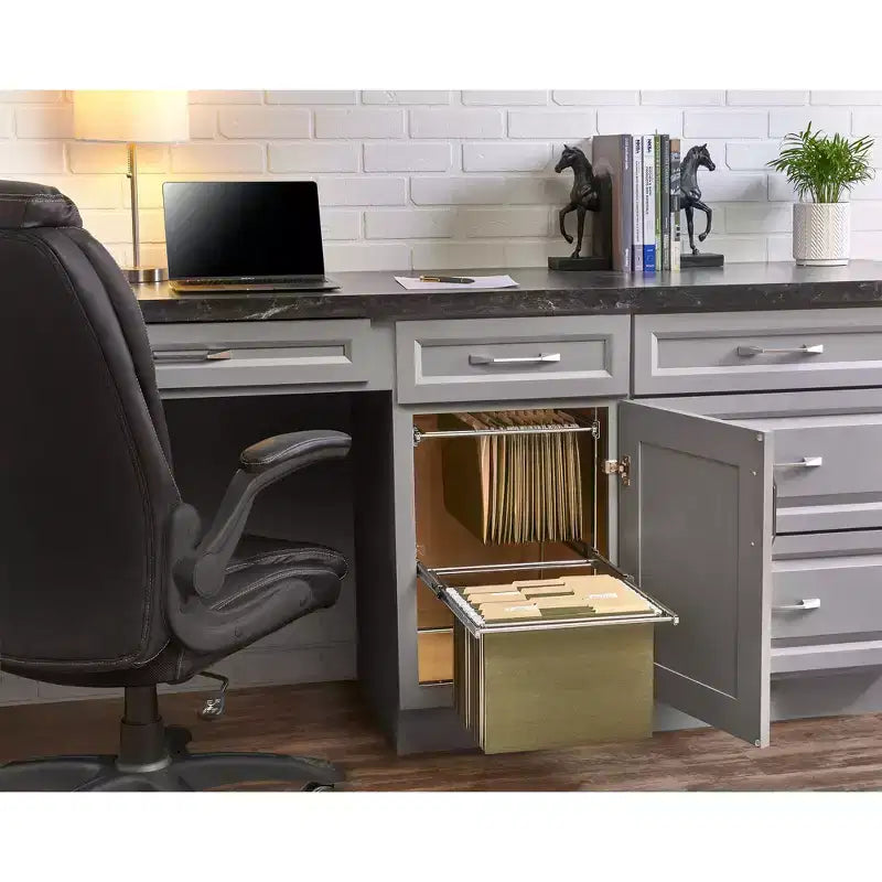 Rev-A-Shelf Système de rangement à 2 niveaux pour tiroir-classeur de 14,5 po pour dossiers de format lettre et légal, pour bureau à domicile ou rangement, chrome, RAS-FD-KIT
