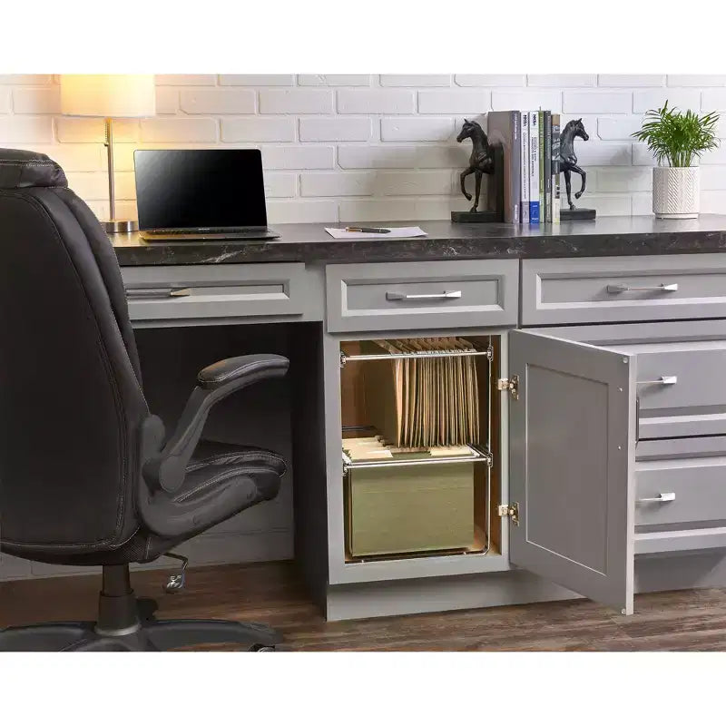 Rev-A-Shelf Système de rangement à 2 niveaux pour tiroir-classeur de 14,5 po pour dossiers de format lettre et légal, pour bureau à domicile ou rangement, chrome, RAS-FD-KIT