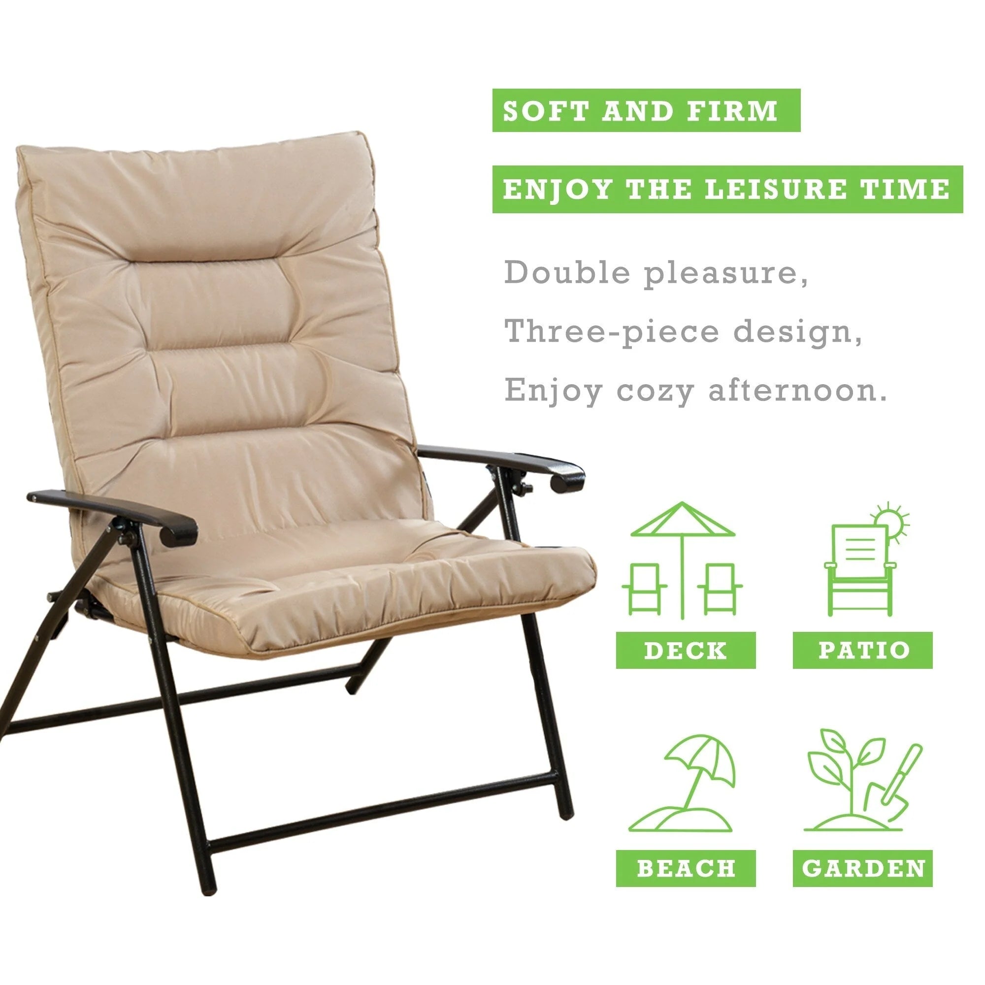 Kozyard Elsa Ensemble de 3 Meubles de Patio Extérieur Pliables Rembourrés