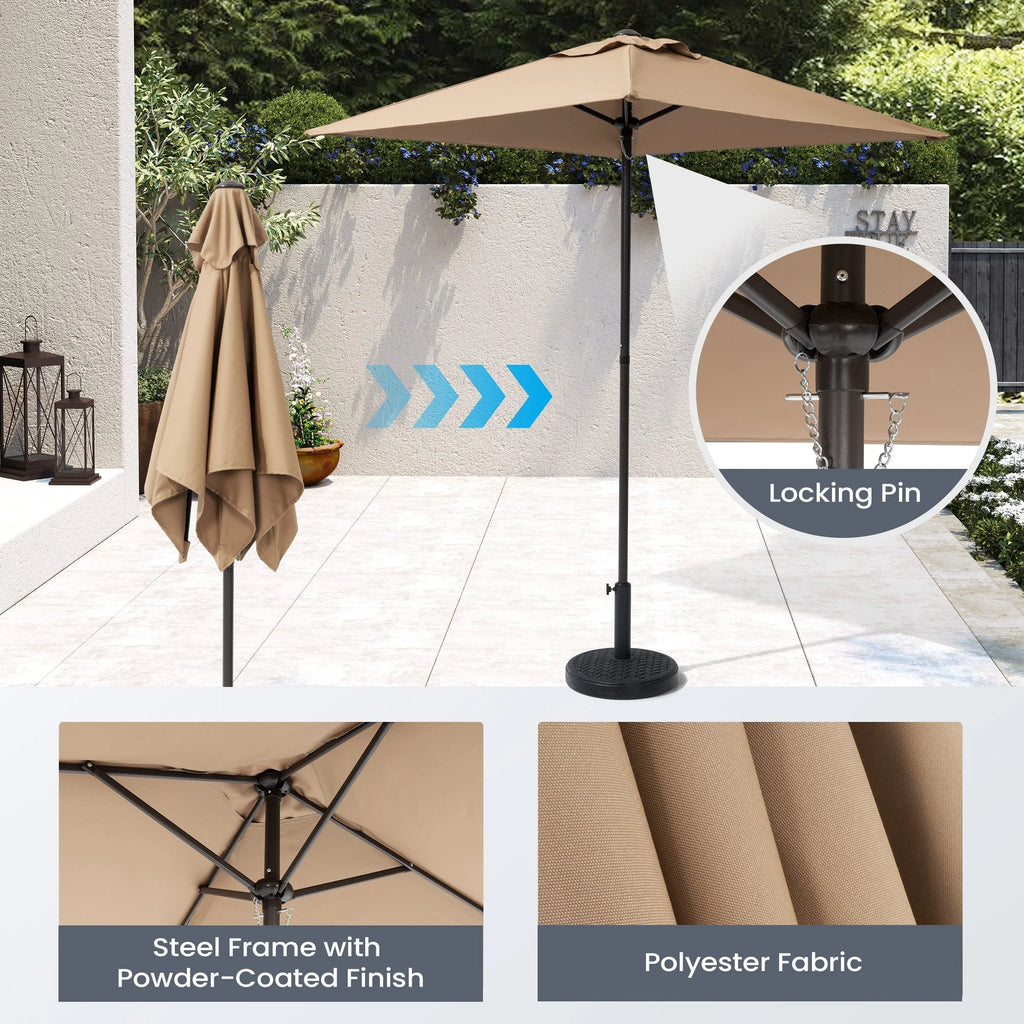 Ensemble de patio 6 pièces Pellebant avec table, parasol et 4 chaises pliantes - 22,4 L x 26,8 P x 34,4 H