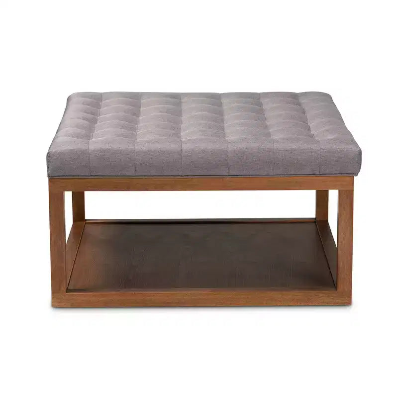 Alvere Pouf Repose-Pieds Noyer - Baxton Studio