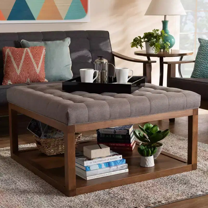 Alvere Pouf Repose-Pieds Noyer - Baxton Studio