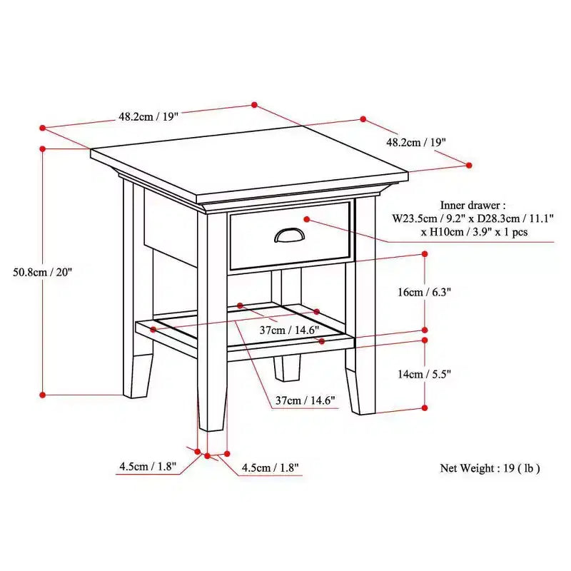 Table d'appoint en bois massif 19 Mansfield - Wyndenhall