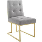 Chaise d'appoint de salle à manger en tissu rembourré en acier inoxydable doré Privy - Modway