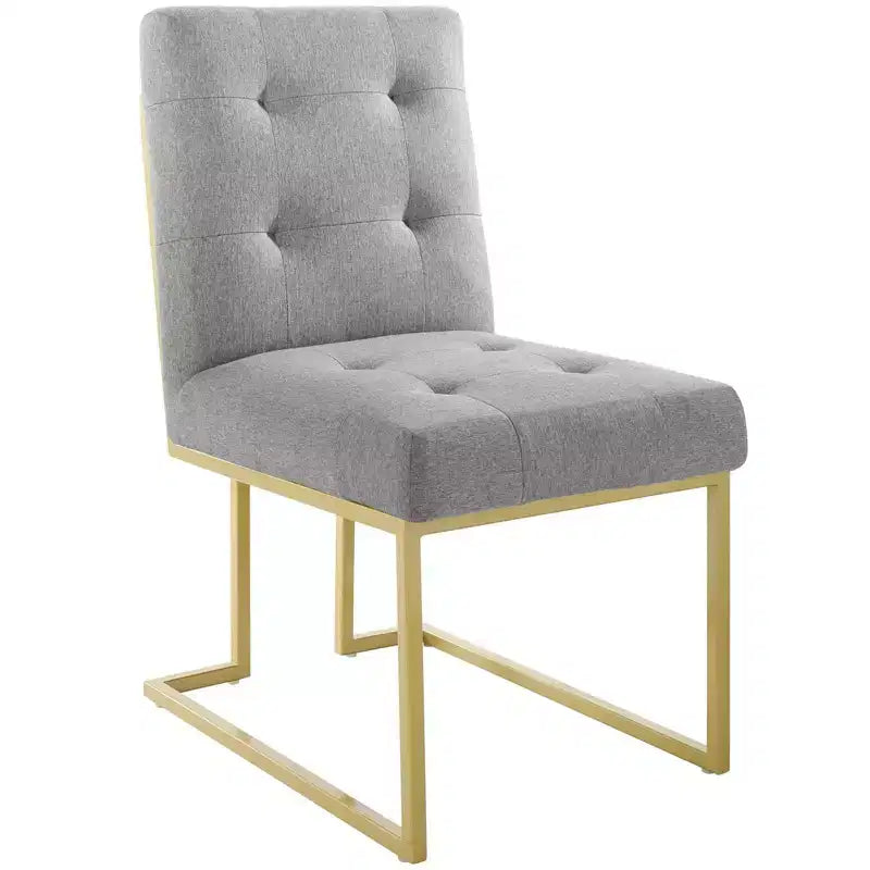 Chaise d'appoint de salle à manger en tissu rembourré en acier inoxydable doré Privy - Modway