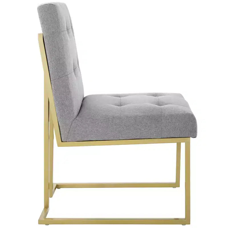 Chaise d'appoint de salle à manger en tissu rembourré en acier inoxydable doré Privy - Modway