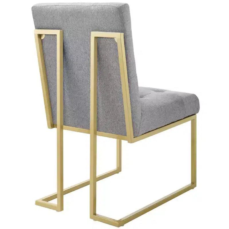 Chaise d'appoint de salle à manger en tissu rembourré en acier inoxydable doré Privy - Modway