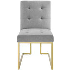 Chaise d'appoint de salle à manger en tissu rembourré en acier inoxydable doré Privy - Modway