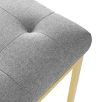 Chaise d'appoint de salle à manger en tissu rembourré en acier inoxydable doré Privy - Modway