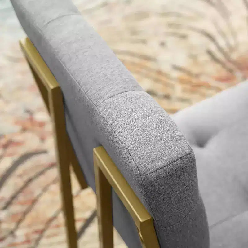 Chaise d'appoint de salle à manger en tissu rembourré en acier inoxydable doré Privy - Modway