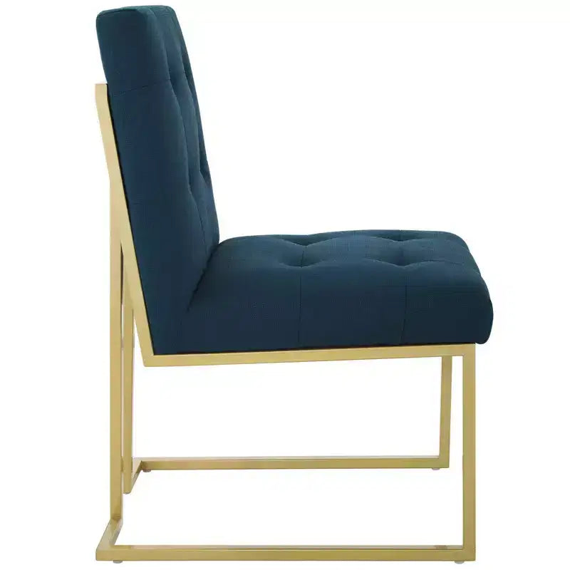 Chaise d'appoint de salle à manger en tissu rembourré en acier inoxydable doré Privy - Modway