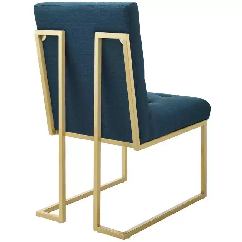 Chaise d'appoint de salle à manger en tissu rembourré en acier inoxydable doré Privy - Modway