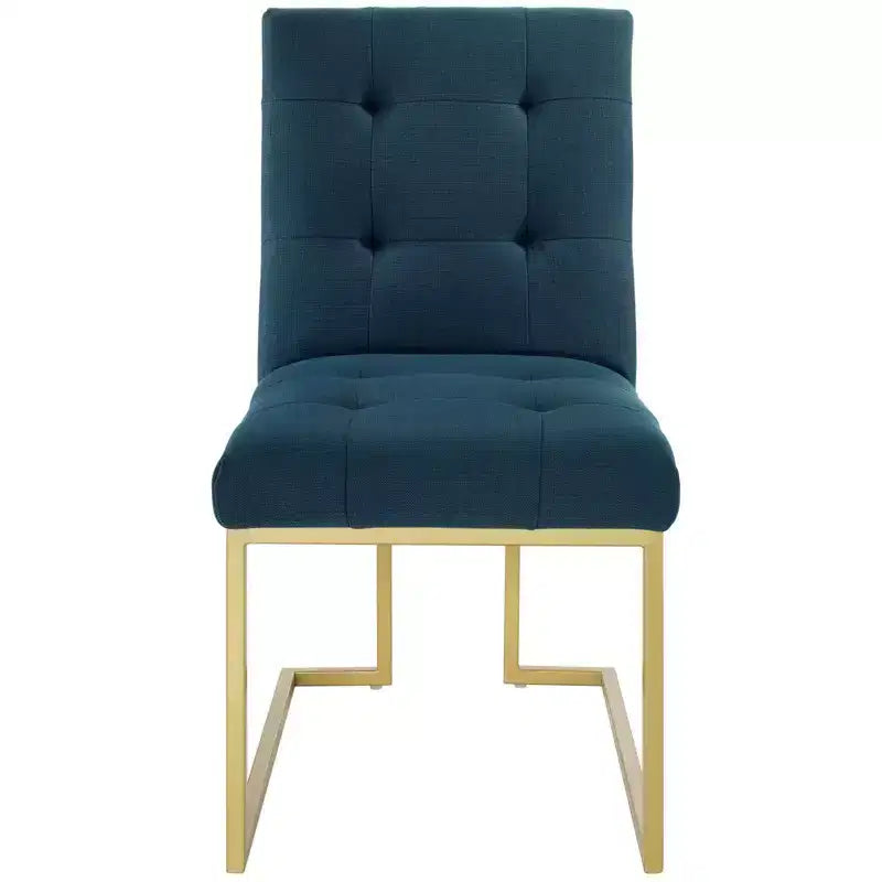 Chaise d'appoint de salle à manger en tissu rembourré en acier inoxydable doré Privy - Modway