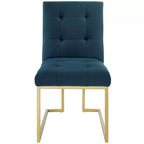 Chaise d'appoint de salle à manger en tissu rembourré en acier inoxydable doré Privy - Modway