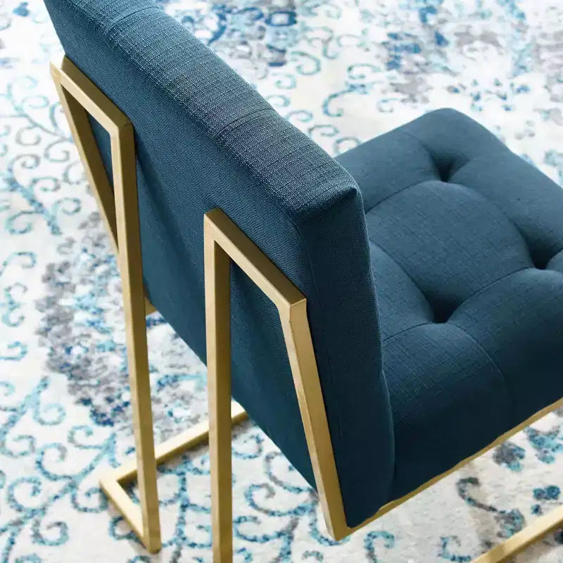 Chaise d'appoint de salle à manger en tissu rembourré en acier inoxydable doré Privy - Modway
