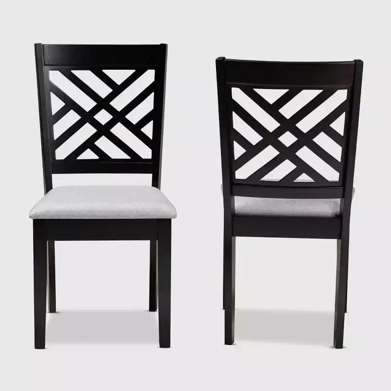 Ensemble de 2 chaises de salle à manger en bois rembourrées Caron - Baxton Studio