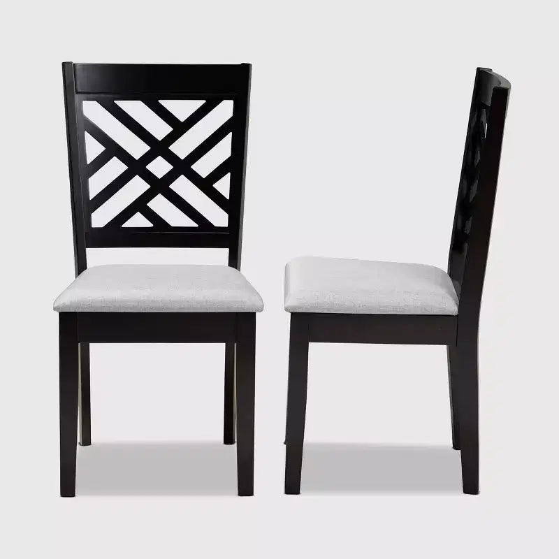 Ensemble de 2 chaises de salle à manger en bois rembourrées Caron - Baxton Studio