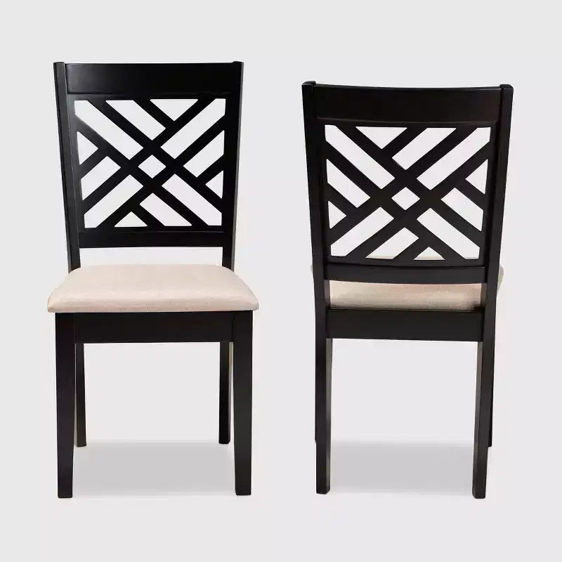Ensemble de 2 chaises de salle à manger en bois rembourrées Caron - Baxton Studio