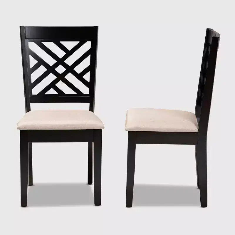 Ensemble de 2 chaises de salle à manger en bois rembourrées Caron - Baxton Studio
