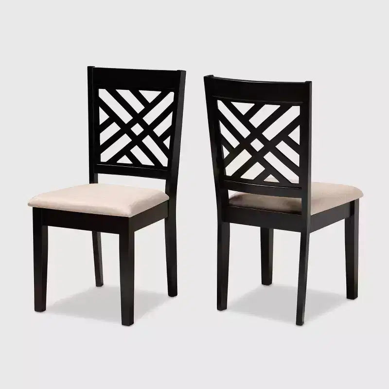 Ensemble de 2 chaises de salle à manger en bois rembourrées Caron - Baxton Studio