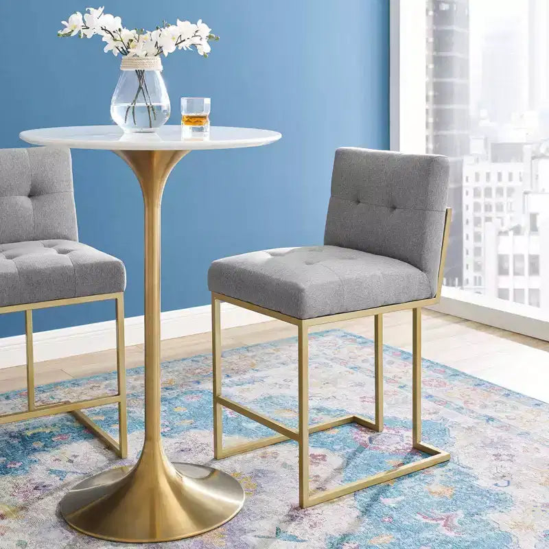 Tabouret de bar en acier inoxydable doré avec revêtement en tissu Privy - Modway