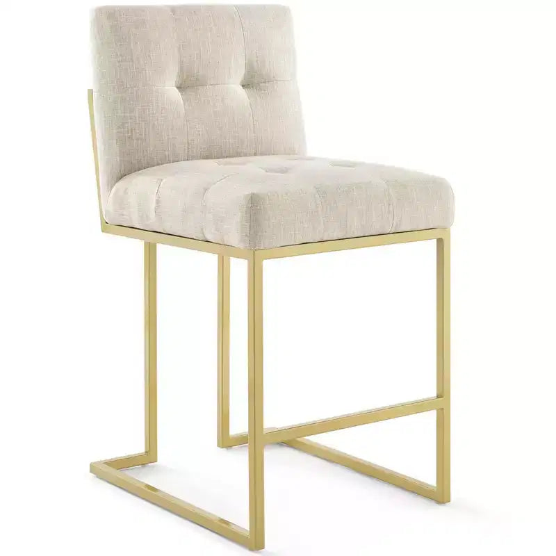 Tabouret de bar en acier inoxydable doré avec revêtement en tissu Privy - Modway