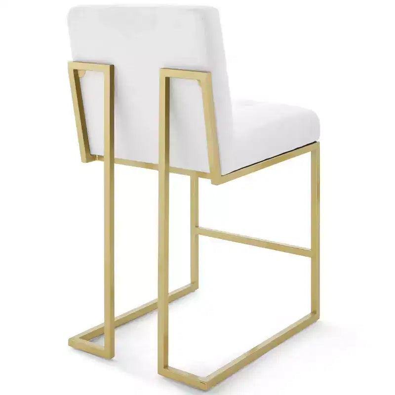 Tabouret de bar en acier inoxydable doré avec revêtement en tissu Privy - Modway