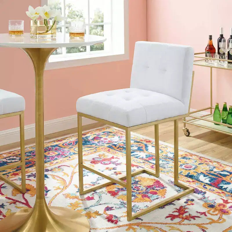 Tabouret de bar en acier inoxydable doré avec revêtement en tissu Privy - Modway