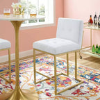 Tabouret de bar en acier inoxydable doré avec revêtement en tissu Privy - Modway
