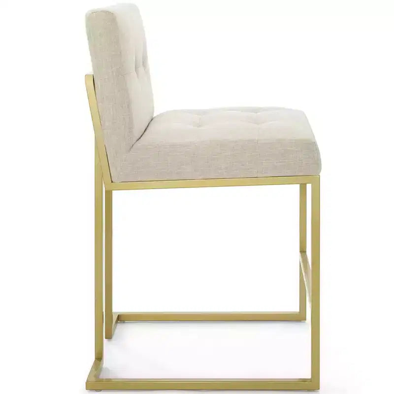 Tabouret de bar en acier inoxydable doré avec revêtement en tissu Privy - Modway