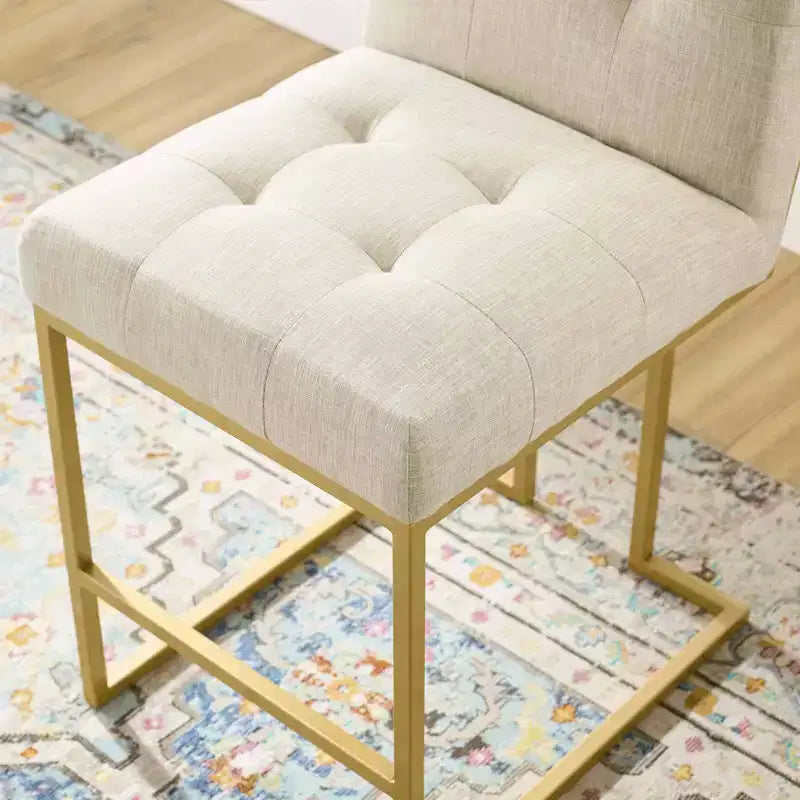 Tabouret de bar en acier inoxydable doré avec revêtement en tissu Privy - Modway