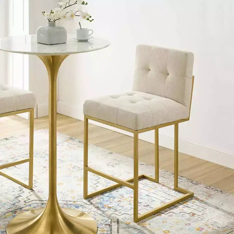 Tabouret de bar en acier inoxydable doré avec revêtement en tissu Privy - Modway