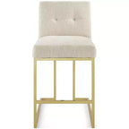 Privy Stainless Steel Upholstered Fabric Counter Height Barstool Gold - Modway