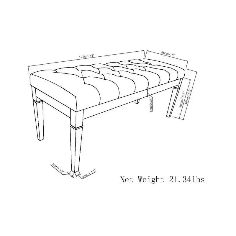 Banc de rangement Hopewell 48 po à boutons - WyndenHall