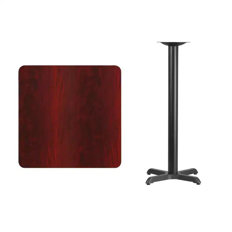 Flash Furniture Dessus de table carré stratifié de 30 po avec base de table hauteur bar de 22 po x 22 po