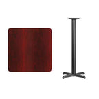 Flash Furniture Dessus de table carré stratifié de 30 po avec base de table hauteur bar de 22 po x 22 po